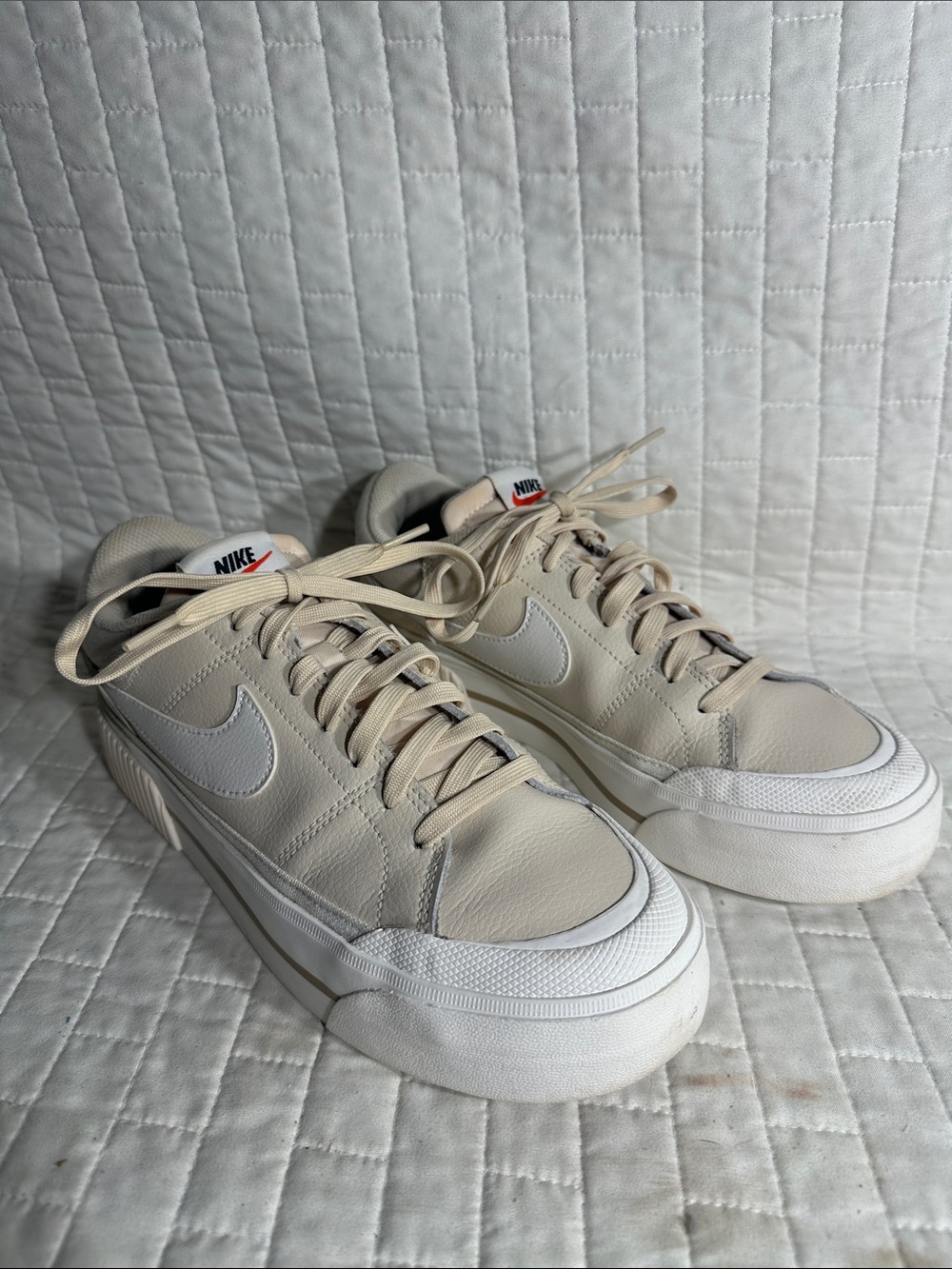 Nike Women's Court Legacy Lift sneakers in the Pearl White/Phantom colorway